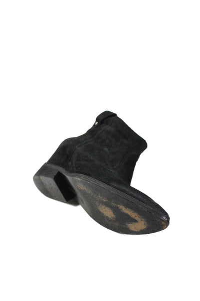 Bella Womens Suede Pointed Toe Slip On Ankle Boots Black Size 8.5