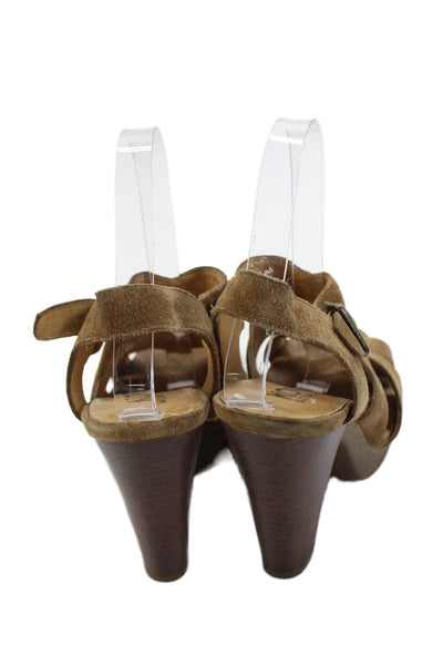 KORS Michael Kors Open Toe Ankle Strap High Heels Brown Size 8.5