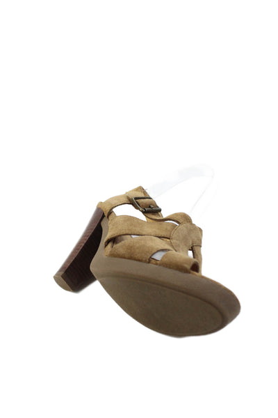 KORS Michael Kors Open Toe Ankle Strap High Heels Brown Size 8.5