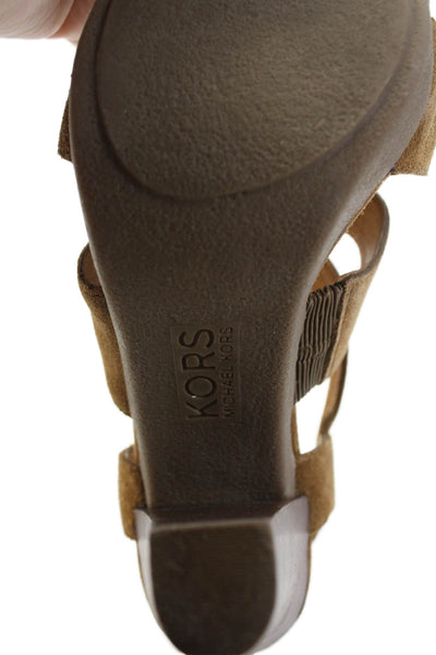 KORS Michael Kors Open Toe Ankle Strap High Heels Brown Size 8.5