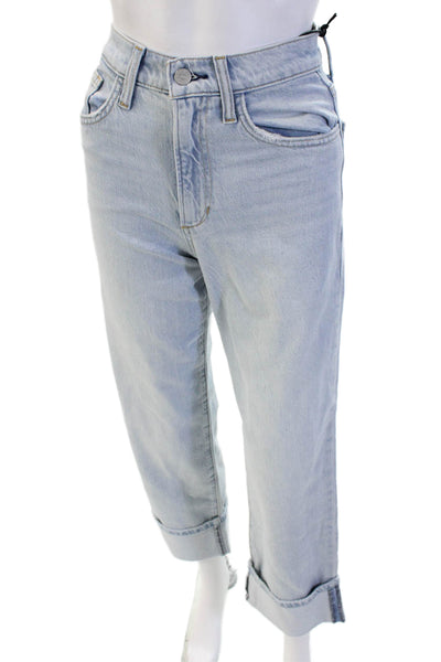 Joes Womens Cropped Straight Jeans Light Blue Mid Rise Button Size 25