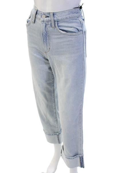 Joes Womens Cropped Straight Jeans Light Blue Mid Rise Button Size 25