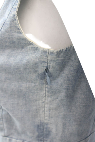 J Crew Womens Fit & Flare Tank Dress Light Blue Cotton Zip Size 0