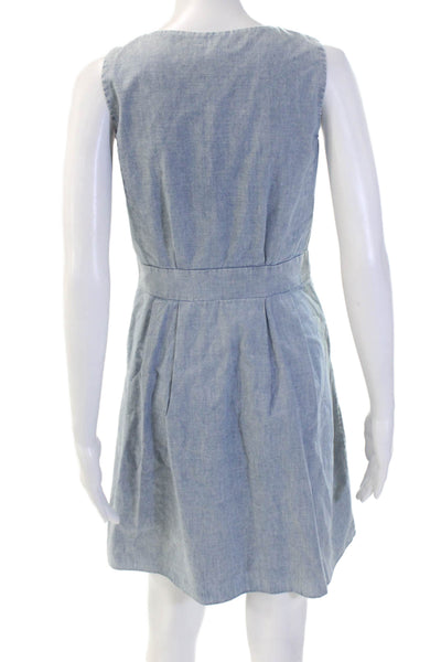 J Crew Womens Fit & Flare Tank Dress Light Blue Cotton Zip Size 0