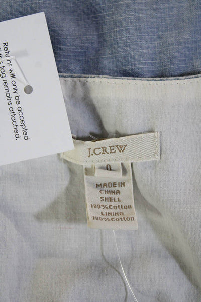 J Crew Womens Fit & Flare Tank Dress Light Blue Cotton Zip Size 0