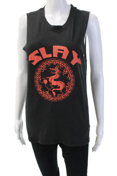 Suburban Riot Womens Black Graphic Basic Tank Sleeveless Crew Neck Size S