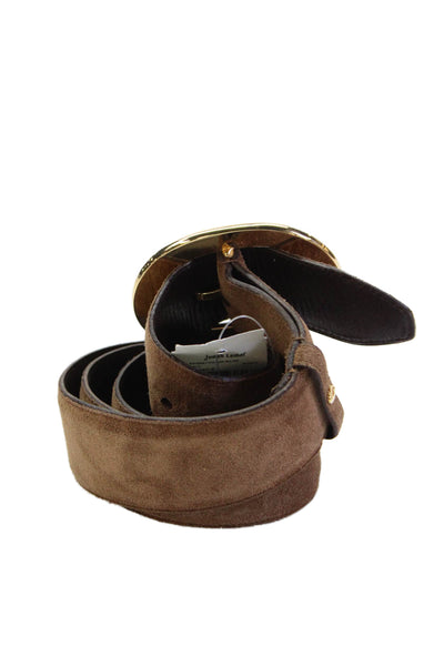 Judith Leiber Womens Suede Adjustable Crystal Detail Buckled Belt Brown Size M