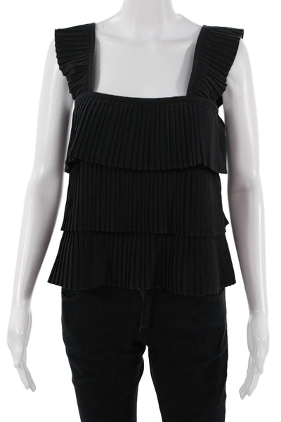 J Crew Womens Black Square Neck Sleeveless Cotton Tank Size XS