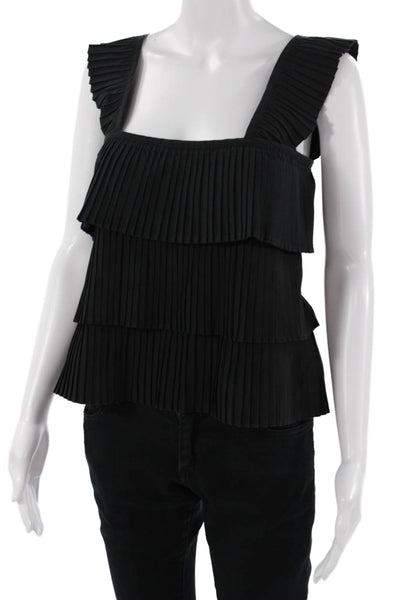J Crew Womens Black Square Neck Sleeveless Cotton Tank Size XS