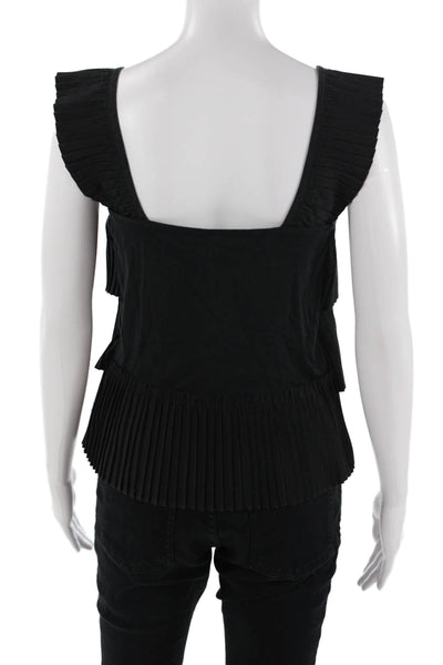 J Crew Womens Black Square Neck Sleeveless Cotton Tank Size XS