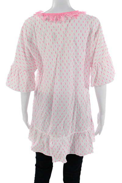 Lilly Pulitzer Women Tunic Pink V-Neck 3/4 Sleeve Cotton Blend Bohemian Size S