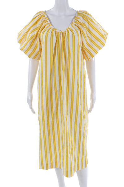 Sundry Womens Kaftan Dress White Striped Cotton Short-Sleeve Knee-Length Size 0