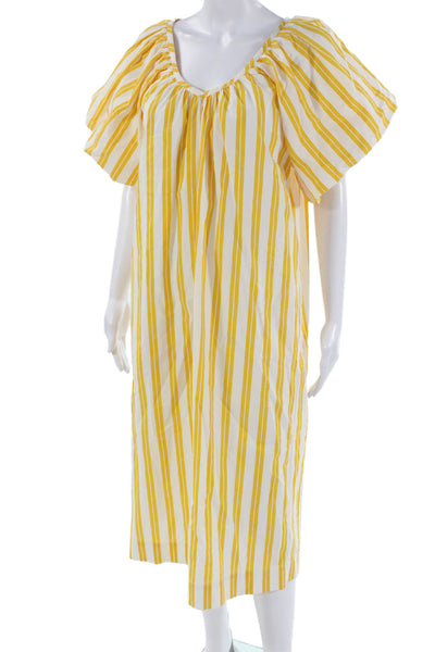Sundry Womens Kaftan Dress White Striped Cotton Short-Sleeve Knee-Length Size 0