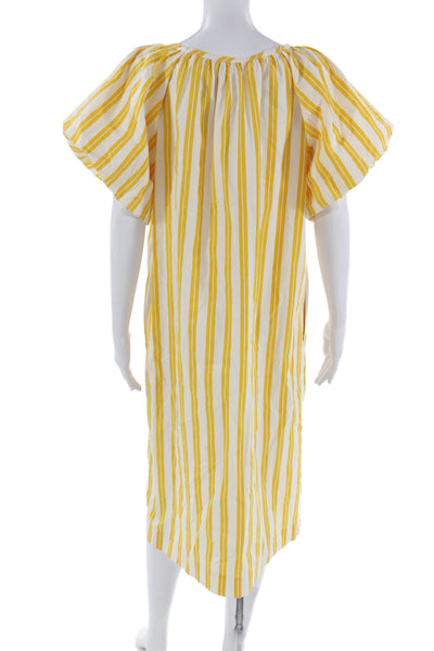 Sundry Womens Kaftan Dress White Striped Cotton Short-Sleeve Knee-Length Size 0