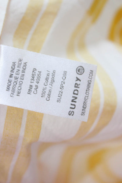 Sundry Womens Kaftan Dress White Striped Cotton Short-Sleeve Knee-Length Size 0