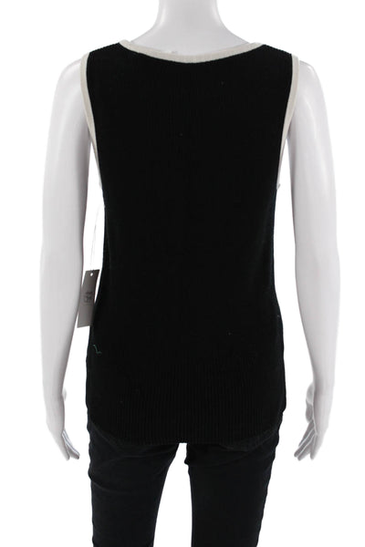 Margaret OLeary Women Basic Black 100% Cotton Round Neck Sleeveless Tank Size L