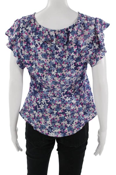 Rails Womens Blue Floral V-Neck Sleeveless Blouse Size S