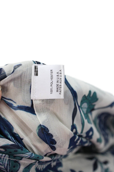 Misa Womens Sleeveless Floral V-Neck Bohemian Blouse White Drawstring Size S