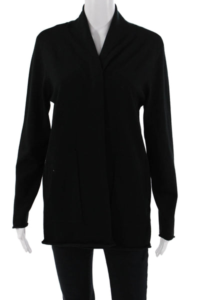 Metric Knits Unisex Cardigan Black Mock Neck Long Sleeve Viscose Blend Size M
