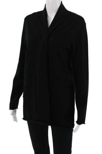 Metric Knits Unisex Cardigan Black Mock Neck Long Sleeve Viscose Blend Size M