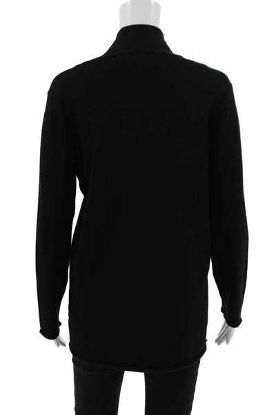 Metric Knits Unisex Cardigan Black Mock Neck Long Sleeve Viscose Blend Size M