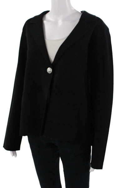 Metric Knits Womens Collared Black Blazer Long Sleeve Acrylic Cotton Size XL