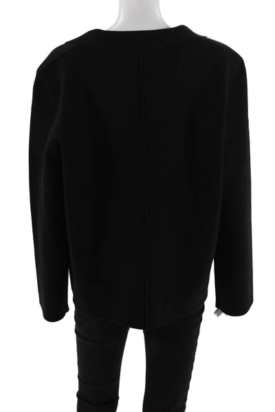 Metric Knits Womens Collared Black Blazer Long Sleeve Acrylic Cotton Size XL