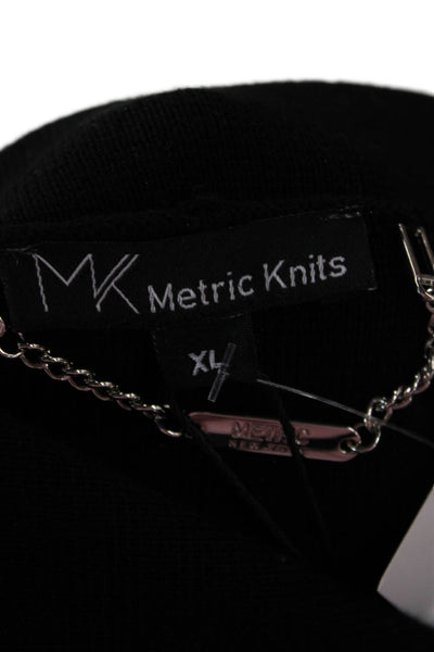 Metric Knits Womens Collared Black Blazer Long Sleeve Acrylic Cotton Size XL
