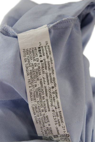 Zara Women Collared Army Button-Up Long Sleeve Light Blue Cotton Blend Size XS