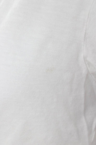 LNA Womens Cropped T-Shirt White Cotton Crew Short Sleeve Drawstring Size M
