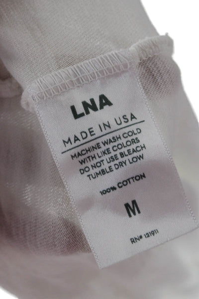 LNA Womens Cropped T-Shirt White Cotton Crew Short Sleeve Drawstring Size M