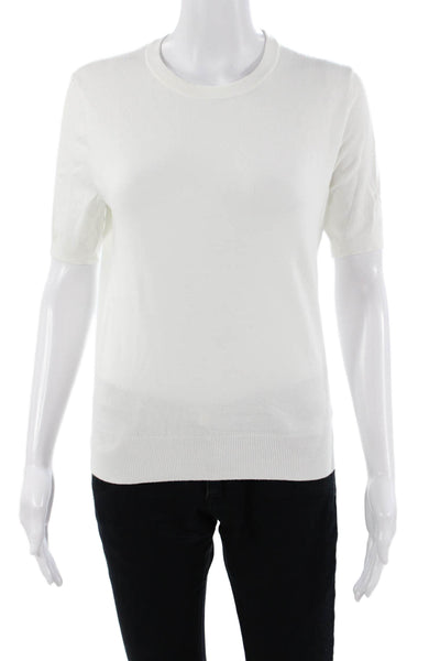 Zara Women Basic White Short Sleeve T-Shirt Viscose Blend Size M