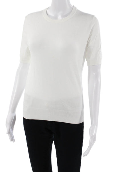 Zara Women Basic White Short Sleeve T-Shirt Viscose Blend Size M
