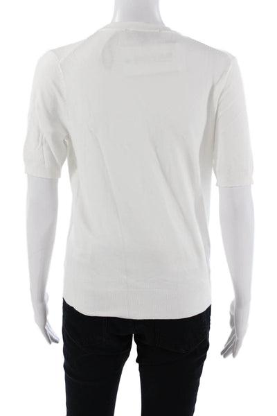 Zara Women Basic White Short Sleeve T-Shirt Viscose Blend Size M