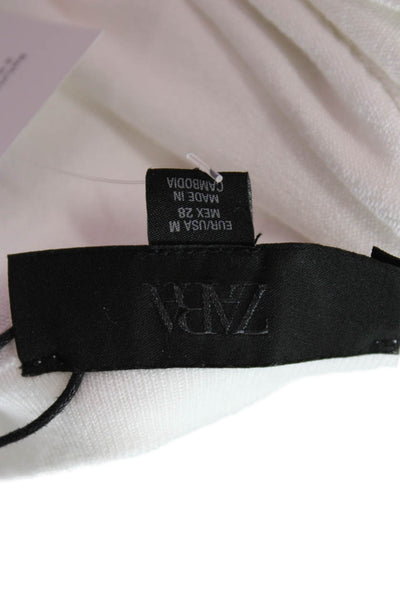 Zara Women Basic White Short Sleeve T-Shirt Viscose Blend Size M