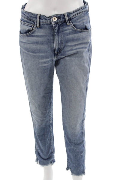 3x1 NYC Women Ankle Cropped Mid Rise Blue Jeans Size 24