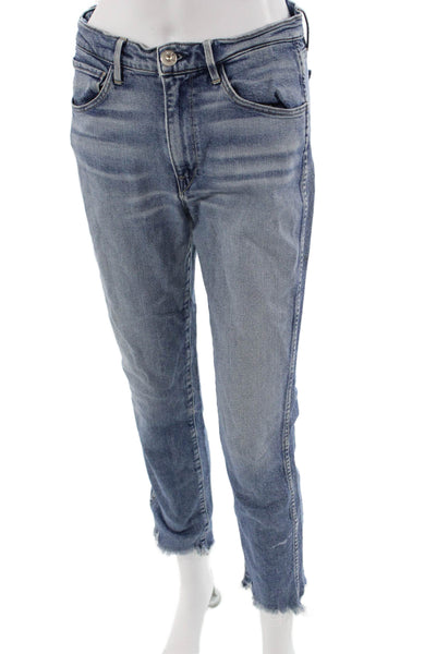 3x1 NYC Women Ankle Cropped Mid Rise Blue Jeans Size 24