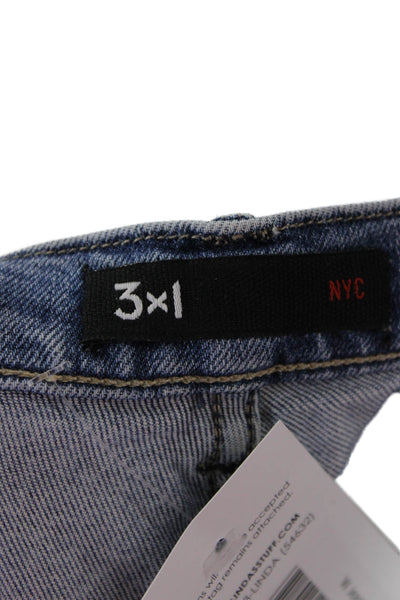 3x1 NYC Women Ankle Cropped Mid Rise Blue Jeans Size 24