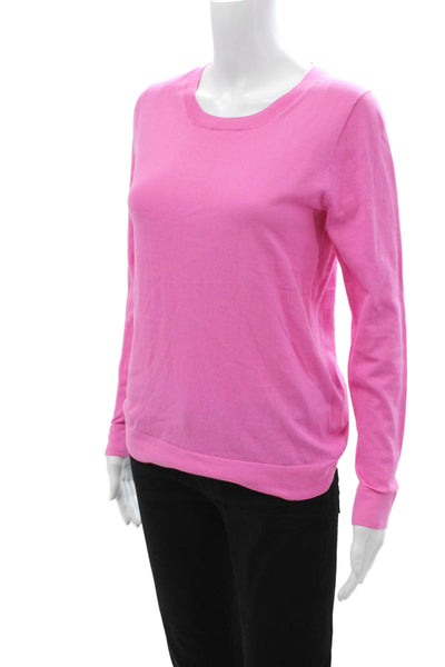 J Crew Women Basic Pink Cotton Crew Neck Long Sleeve T Shirt Size S