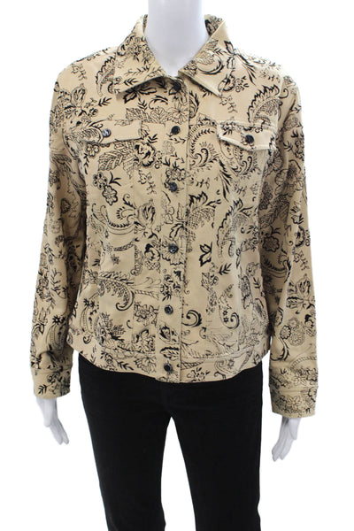 St. John By Marie Gray Womens Boho Beige Paisley Jacket Size 6