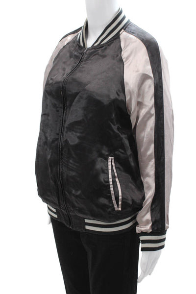 Zara Woman Womens Bomber Varsity Jacket Black Long Sleeve Size S