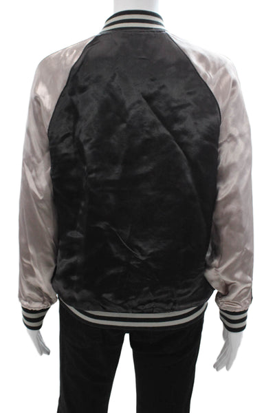Zara Woman Womens Bomber Varsity Jacket Black Long Sleeve Size S