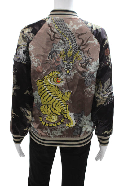 Zara Woman Womens Bomber Varsity Jacket Black Long Sleeve Size S