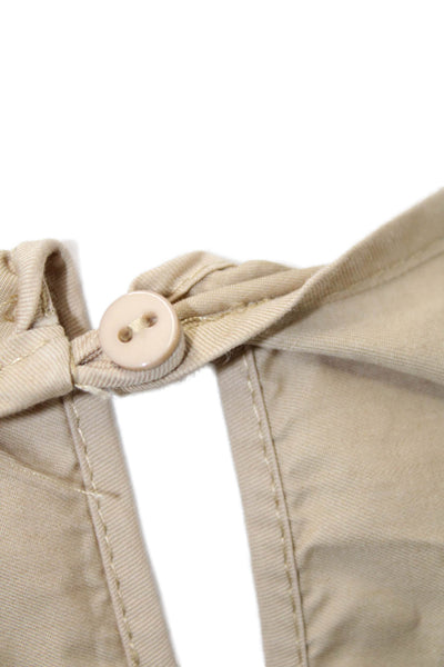 Zara Women A-Line Peasant Long Beige Cotton Dress Size XS