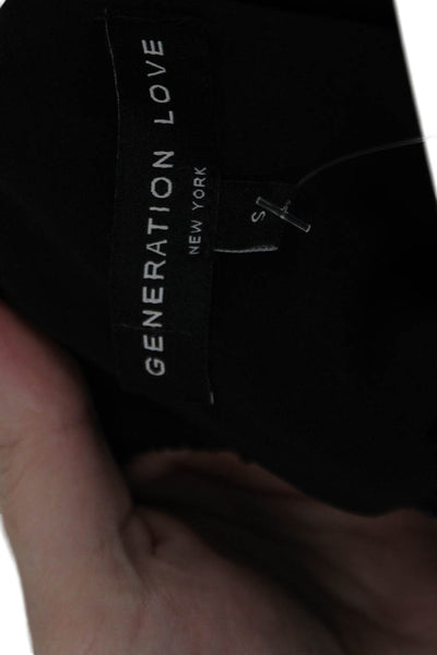 Generation Love Womens Black 80s Round Neck Short Sleeve Blouse Size S