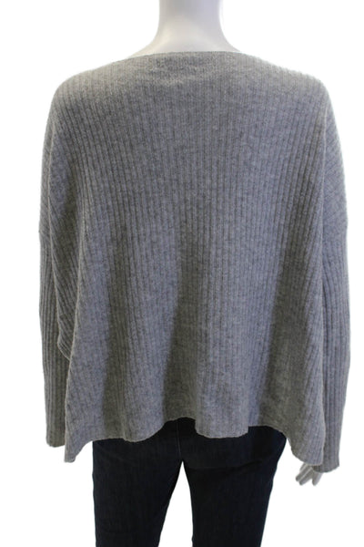 Revive Cashmere 100% Cashmere Striped Pullover Sweater Gray Round Neck Size S