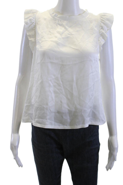 Nation LTD Womens Sleeveless White Viscose Crew Neck Classic Blouse Size S