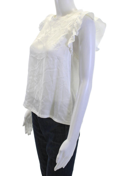 Nation LTD Womens Sleeveless White Viscose Crew Neck Classic Blouse Size S