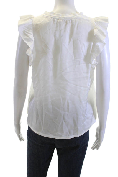 Nation LTD Womens Sleeveless White Viscose Crew Neck Classic Blouse Size S