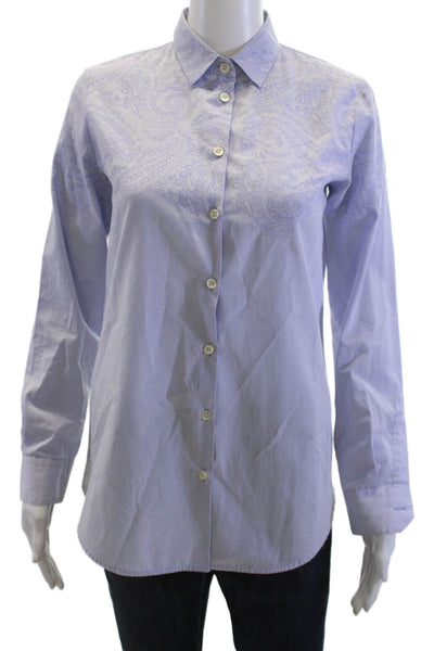Etro Mens Paisley Print Collared Long Sleeve Button-Down Shirt Purple Size 40